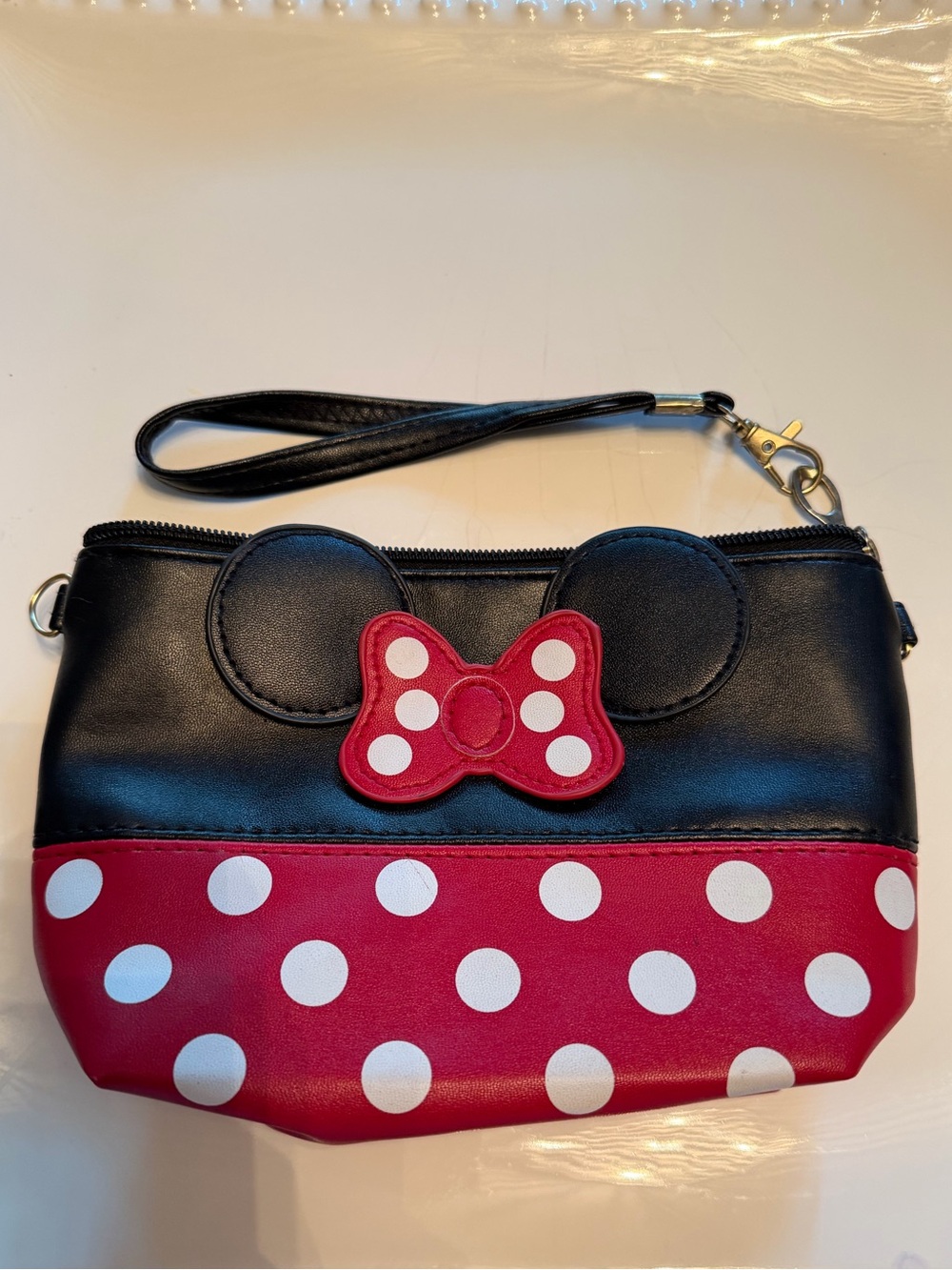 Disney Black and Red Minnie Polka Dot Wristlet Clutch